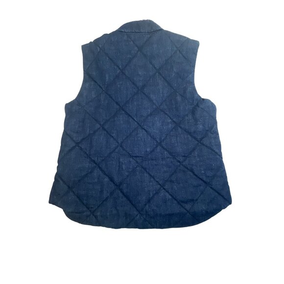 Gap 1969 Mens Dark Blue Quilted Denim Vest With Sherpa Lining & Pockets Size XL - Picture 2 of 8